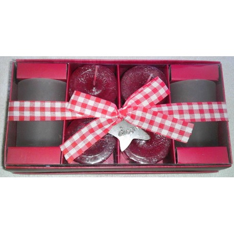 Four Apple & Cinnamon Votive Candles, Two Votive Glass Holders