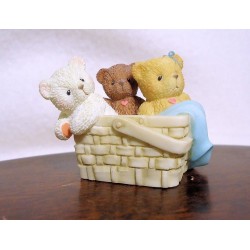 Cherished Teddies - Tiny Treasured Teddies - 3 Bears/Basket Figurine 104857