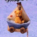Cherished Teddies - Antique Toy Teddie On Sail Boat Hanging Ornament 707163
