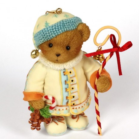 Cherished Teddies - Festive Bear with Candy Cane Ornament 4016868