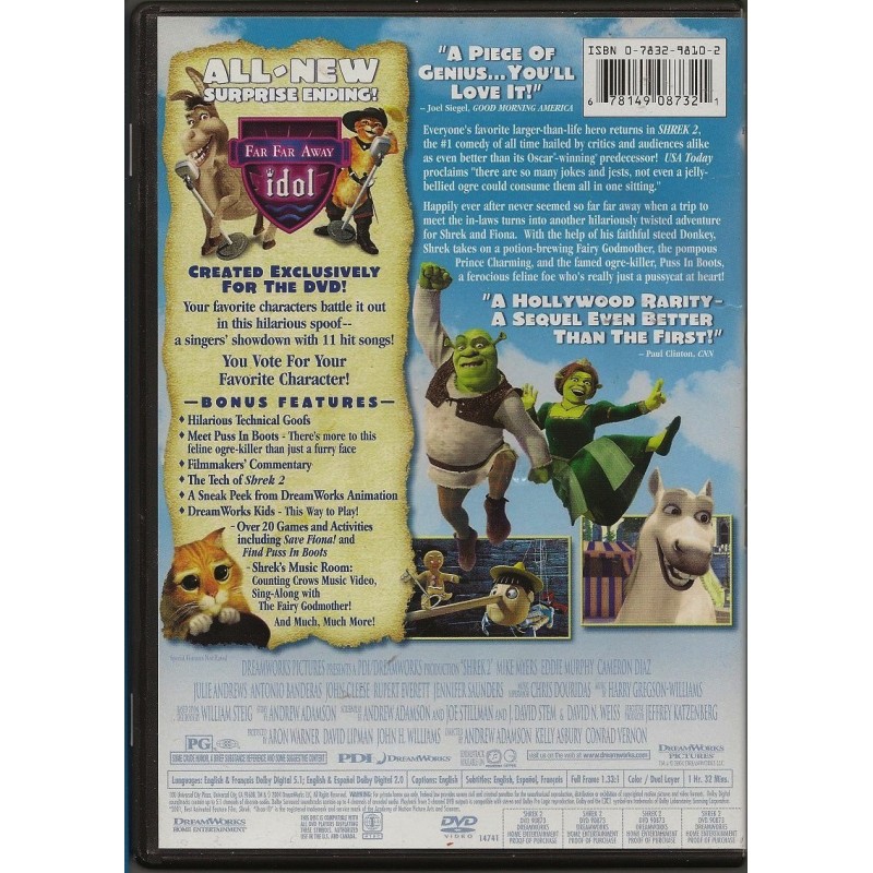 Shrek 2 Single Disc Full Screen Edition Dvd Arz Libnan