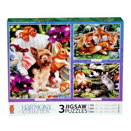 Buds In Bloom / Foxes / Poolside Pets - 3 in 1 Ceaco 900 Piece Puzzle
